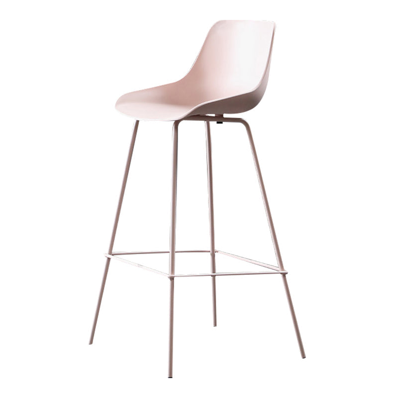 Contemporary Macaroon Counter Stools Armless Plastic Indoor Bar Stool with Iron Base Light Pink 1 Piece Clearhalo 'Bar Furniture' 'Bar Stools' 'bar_stools' 'furn' 'furn_bar_stools' 'furniture_bar_stools' 'Kitchen & Dining Furniture' 'kitchen&dining_furn' 'kitchen' 'kitchen_furn' Furniture' 4184811