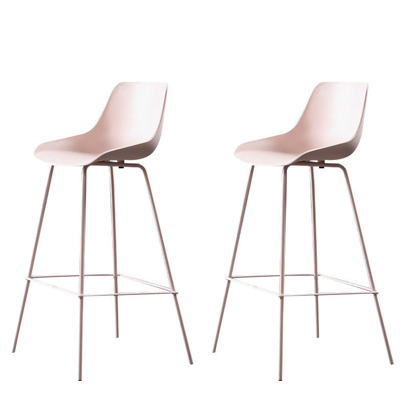 Contemporary Macaroon Counter Stools Armless Plastic Indoor Bar Stool with Iron Base Light Pink 2 Piece Set Clearhalo 'Bar Furniture' 'Bar Stools' 'bar_stools' 'furn' 'furn_bar_stools' 'furniture_bar_stools' 'Kitchen & Dining Furniture' 'kitchen&dining_furn' 'kitchen' 'kitchen_furn' Furniture' 4184813