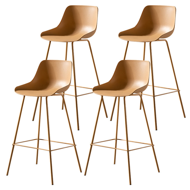 Contemporary Macaroon Counter Stools Armless Plastic Indoor Bar Stool with Iron Base Orange 4 Piece Set Clearhalo 'Bar Furniture' 'Bar Stools' 'bar_stools' 'furn' 'furn_bar_stools' 'furniture_bar_stools' 'Kitchen & Dining Furniture' 'kitchen&dining_furn' 'kitchen' 'kitchen_furn' Furniture' 4184821