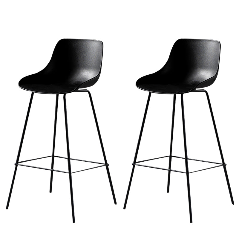Contemporary Macaroon Counter Stools Armless Plastic Indoor Bar Stool with Iron Base Black 2 Piece Set Clearhalo 'Bar Furniture' 'Bar Stools' 'bar_stools' 'furn' 'furn_bar_stools' 'furniture_bar_stools' 'Kitchen & Dining Furniture' 'kitchen&dining_furn' 'kitchen' 'kitchen_furn' Furniture' 4184823