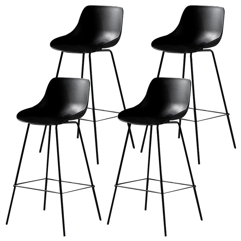 Contemporary Macaroon Counter Stools Armless Plastic Indoor Bar Stool with Iron Base Black 4 Piece Set Clearhalo 'Bar Furniture' 'Bar Stools' 'bar_stools' 'furn' 'furn_bar_stools' 'furniture_bar_stools' 'Kitchen & Dining Furniture' 'kitchen&dining_furn' 'kitchen' 'kitchen_furn' Furniture' 4184824