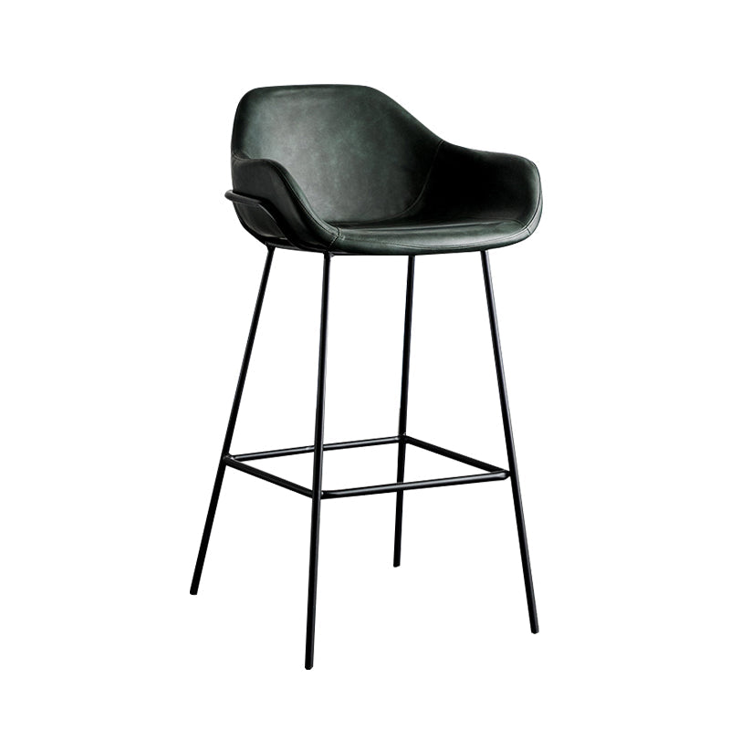 Bucket Low Back Bar Stool Leather Armed Counter Height Stools Green Counter Stool(26"H) Clearhalo 'Bar Furniture' 'Bar Stools' 'bar_stools' 'furn' 'furn_bar_stools' 'furniture_bar_stools' 'Kitchen & Dining Furniture' 'kitchen&dining_furn' 'kitchen' 'kitchen_furn' Furniture' 4184828