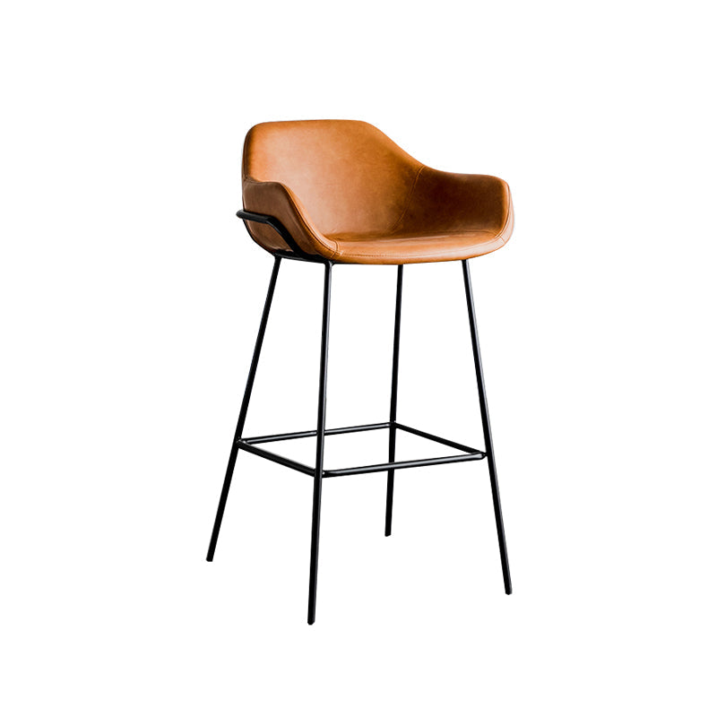 Bucket Low Back Bar Stool Leather Armed Counter Height Stools Brown Bar Stool(30"H) Clearhalo 'Bar Furniture' 'Bar Stools' 'bar_stools' 'furn' 'furn_bar_stools' 'furniture_bar_stools' 'Kitchen & Dining Furniture' 'kitchen&dining_furn' 'kitchen' 'kitchen_furn' Furniture' 4184841