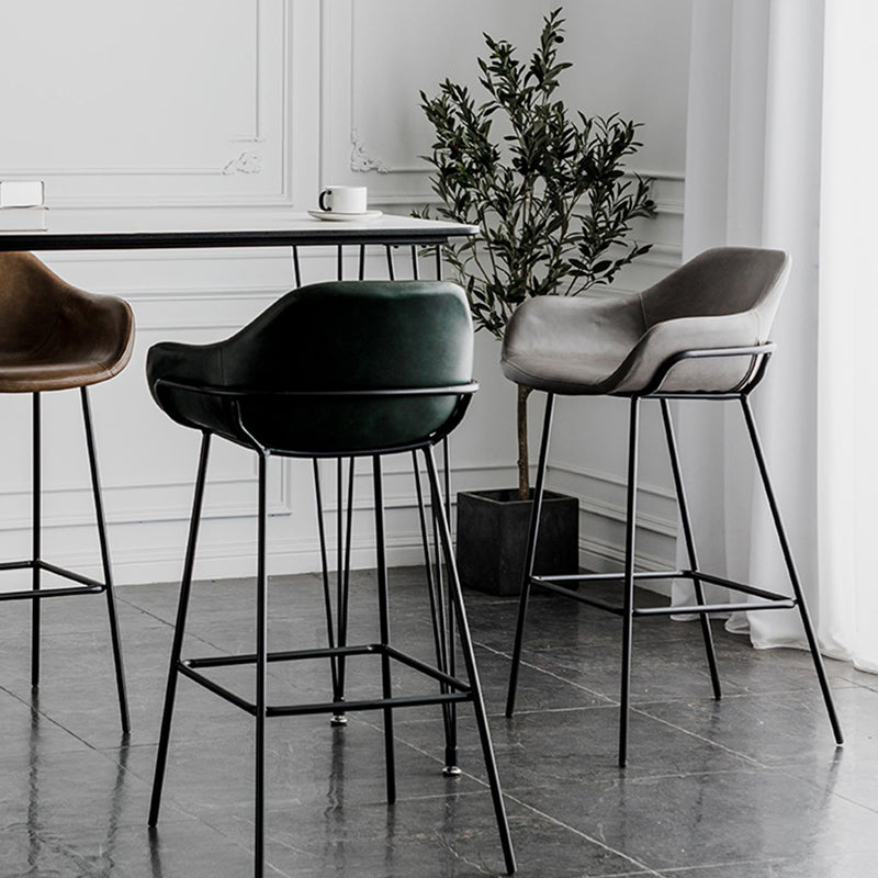 Bucket Low Back Bar Stool Leather Armed Counter Height Stools Clearhalo 'Bar Furniture' 'Bar Stools' 'bar_stools' 'furn' 'furn_bar_stools' 'furniture_bar_stools' 'Kitchen & Dining Furniture' 'kitchen&dining_furn' 'kitchen' 'kitchen_furn' Furniture' 4184843