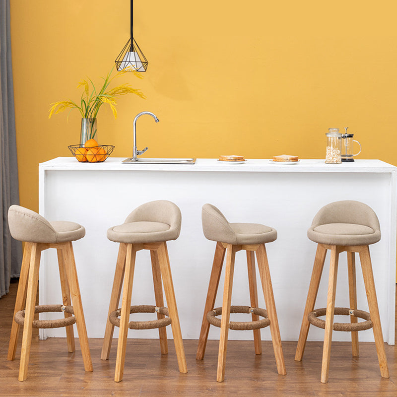 Contemporary Fabric Bar Stools 33.5-inch Natural Counter Chair with Cushion Clearhalo 'Bar Furniture' 'Bar Stools' 'bar_stools' 'furn' 'furn_bar_stools' 'furniture_bar_stools' 'Kitchen & Dining Furniture' 'kitchen&dining_furn' 'kitchen' 'kitchen_furn' Furniture' 4184911