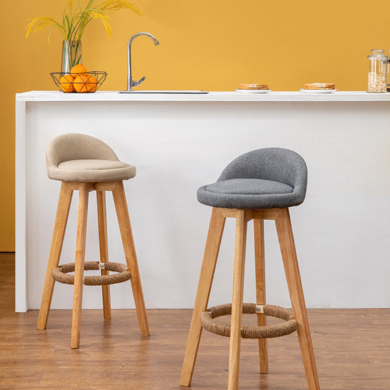 Contemporary Fabric Bar Stools 33.5-inch Natural Counter Chair with Cushion Clearhalo 'Bar Furniture' 'Bar Stools' 'bar_stools' 'furn' 'furn_bar_stools' 'furniture_bar_stools' 'Kitchen & Dining Furniture' 'kitchen&dining_furn' 'kitchen' 'kitchen_furn' Furniture' 4184913