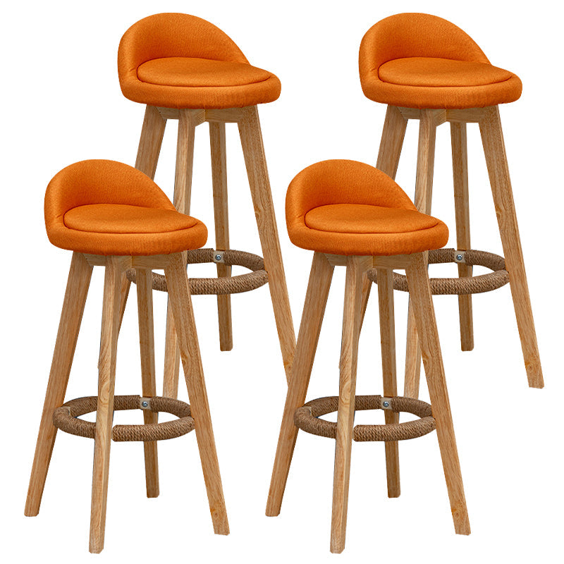 Contemporary Fabric Bar Stools 33.5-inch Natural Counter Chair with Cushion Orange 4 Piece Set Clearhalo 'Bar Furniture' 'Bar Stools' 'bar_stools' 'furn' 'furn_bar_stools' 'furniture_bar_stools' 'Kitchen & Dining Furniture' 'kitchen&dining_furn' 'kitchen' 'kitchen_furn' Furniture' 4184915