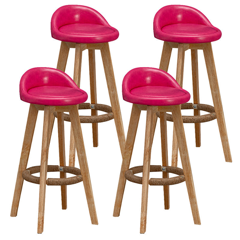 Contemporary Fabric Bar Stools 33.5-inch Natural Counter Chair with Cushion Rose Pink 4 Piece Set Clearhalo 'Bar Furniture' 'Bar Stools' 'bar_stools' 'furn' 'furn_bar_stools' 'furniture_bar_stools' 'Kitchen & Dining Furniture' 'kitchen&dining_furn' 'kitchen' 'kitchen_furn' Furniture' 4184919