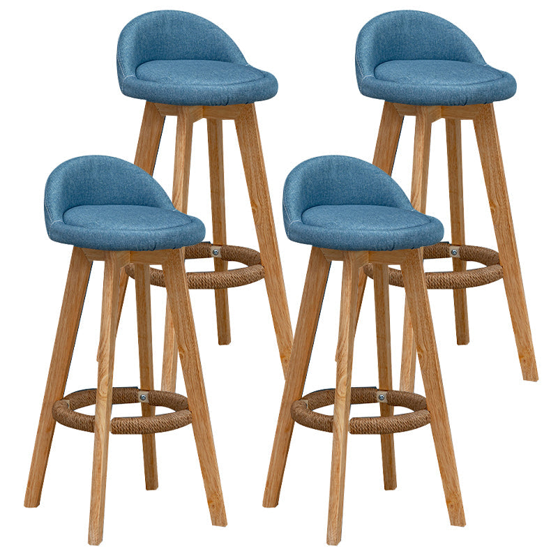 Contemporary Fabric Bar Stools 33.5-inch Natural Counter Chair with Cushion Blue 4 Piece Set Clearhalo 'Bar Furniture' 'Bar Stools' 'bar_stools' 'furn' 'furn_bar_stools' 'furniture_bar_stools' 'Kitchen & Dining Furniture' 'kitchen&dining_furn' 'kitchen' 'kitchen_furn' Furniture' 4184922