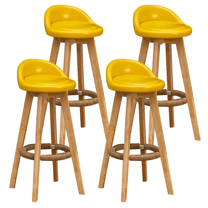 Contemporary Fabric Bar Stools 33.5-inch Natural Counter Chair with Cushion Yellow 4 Piece Set Clearhalo 'Bar Furniture' 'Bar Stools' 'bar_stools' 'furn' 'furn_bar_stools' 'furniture_bar_stools' 'Kitchen & Dining Furniture' 'kitchen&dining_furn' 'kitchen' 'kitchen_furn' Furniture' 4184925