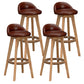 Contemporary Fabric Bar Stools 33.5-inch Natural Counter Chair with Cushion Dark Coffee 4 Piece Set Clearhalo 'Bar Furniture' 'Bar Stools' 'bar_stools' 'furn' 'furn_bar_stools' 'furniture_bar_stools' 'Kitchen & Dining Furniture' 'kitchen&dining_furn' 'kitchen' 'kitchen_furn' Furniture' 4184926