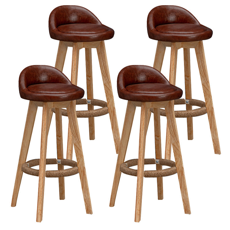 Contemporary Fabric Bar Stools 33.5-inch Natural Counter Chair with Cushion Dark Coffee 4 Piece Set Clearhalo 'Bar Furniture' 'Bar Stools' 'bar_stools' 'furn' 'furn_bar_stools' 'furniture_bar_stools' 'Kitchen & Dining Furniture' 'kitchen&dining_furn' 'kitchen' 'kitchen_furn' Furniture' 4184926