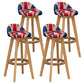 Contemporary Fabric Bar Stools 33.5-inch Natural Counter Chair with Cushion Red-White-Blue 4 Piece Set Clearhalo 'Bar Furniture' 'Bar Stools' 'bar_stools' 'furn' 'furn_bar_stools' 'furniture_bar_stools' 'Kitchen & Dining Furniture' 'kitchen&dining_furn' 'kitchen' 'kitchen_furn' Furniture' 4184927