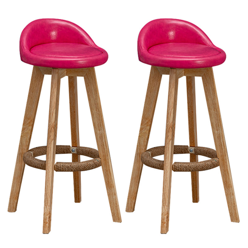 Contemporary Fabric Bar Stools 33.5-inch Natural Counter Chair with Cushion Rose Pink 2 Piece Set Clearhalo 'Bar Furniture' 'Bar Stools' 'bar_stools' 'furn' 'furn_bar_stools' 'furniture_bar_stools' 'Kitchen & Dining Furniture' 'kitchen&dining_furn' 'kitchen' 'kitchen_furn' Furniture' 4184928