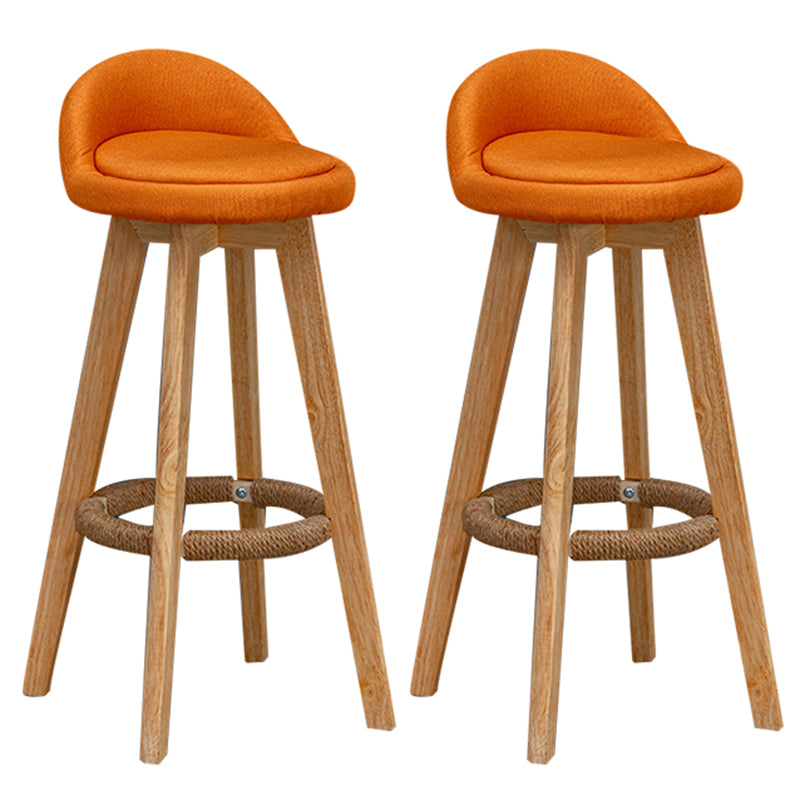 Contemporary Fabric Bar Stools 33.5-inch Natural Counter Chair with Cushion Orange 2 Piece Set Clearhalo 'Bar Furniture' 'Bar Stools' 'bar_stools' 'furn' 'furn_bar_stools' 'furniture_bar_stools' 'Kitchen & Dining Furniture' 'kitchen&dining_furn' 'kitchen' 'kitchen_furn' Furniture' 4184932