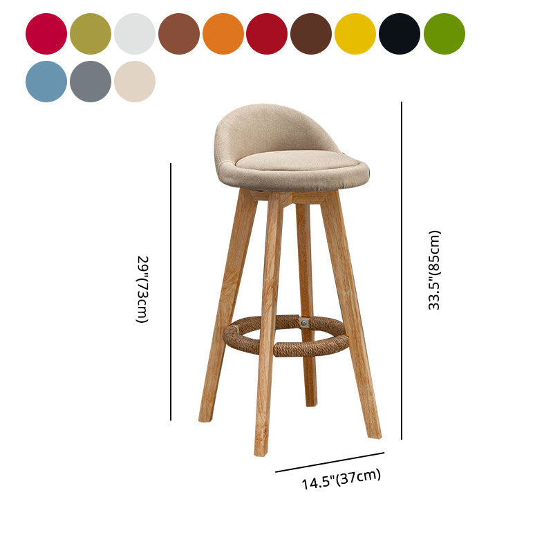 Contemporary Fabric Bar Stools 33.5-inch Natural Counter Chair with Cushion Clearhalo 'Bar Furniture' 'Bar Stools' 'bar_stools' 'furn' 'furn_bar_stools' 'furniture_bar_stools' 'Kitchen & Dining Furniture' 'kitchen&dining_furn' 'kitchen' 'kitchen_furn' Furniture' 4184941
