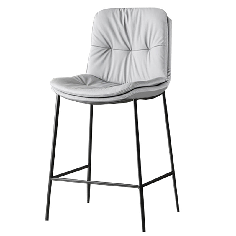 Contemporary Leather Bar Stools Indoor Antique Finish Bar Stool Light Gray Short Stool(22"H) Clearhalo 'Bar Furniture' 'Bar Stools' 'bar_stools' 'furn' 'furn_bar_stools' 'furniture_bar_stools' 'Kitchen & Dining Furniture' 'kitchen&dining_furn' 'kitchen' 'kitchen_furn' Furniture' 4184943