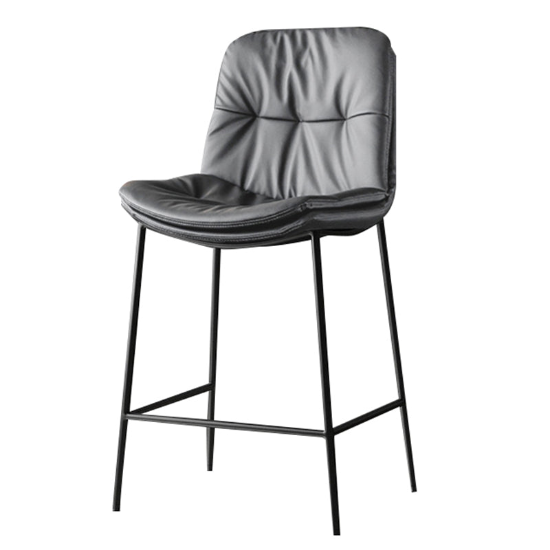 Contemporary Leather Bar Stools Indoor Antique Finish Bar Stool Dark Gray Short Stool(22"H) Clearhalo 'Bar Furniture' 'Bar Stools' 'bar_stools' 'furn' 'furn_bar_stools' 'furniture_bar_stools' 'Kitchen & Dining Furniture' 'kitchen&dining_furn' 'kitchen' 'kitchen_furn' Furniture' 4184944