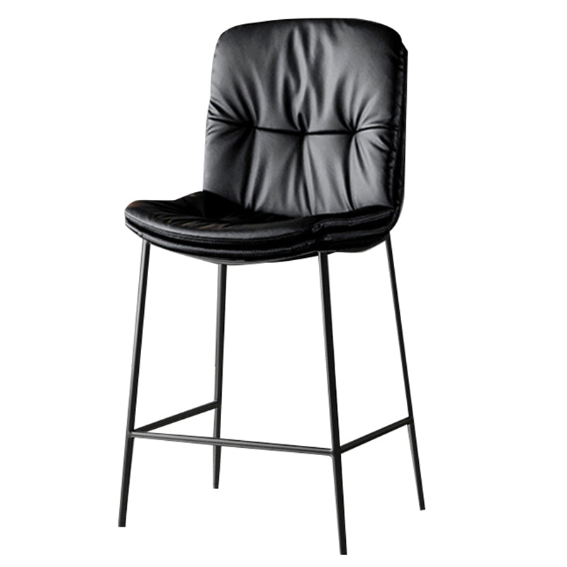 Contemporary Leather Bar Stools Indoor Antique Finish Bar Stool Black Short Stool(22"H) Clearhalo 'Bar Furniture' 'Bar Stools' 'bar_stools' 'furn' 'furn_bar_stools' 'furniture_bar_stools' 'Kitchen & Dining Furniture' 'kitchen&dining_furn' 'kitchen' 'kitchen_furn' Furniture' 4184946