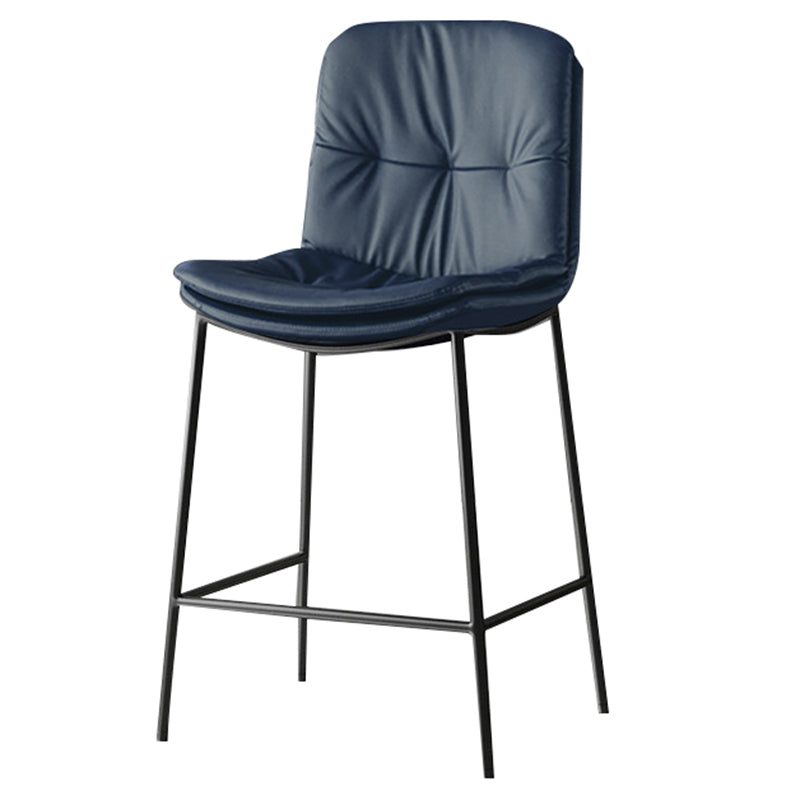 Contemporary Leather Bar Stools Indoor Antique Finish Bar Stool Blue Short Stool(22"H) Clearhalo 'Bar Furniture' 'Bar Stools' 'bar_stools' 'furn' 'furn_bar_stools' 'furniture_bar_stools' 'Kitchen & Dining Furniture' 'kitchen&dining_furn' 'kitchen' 'kitchen_furn' Furniture' 4184949