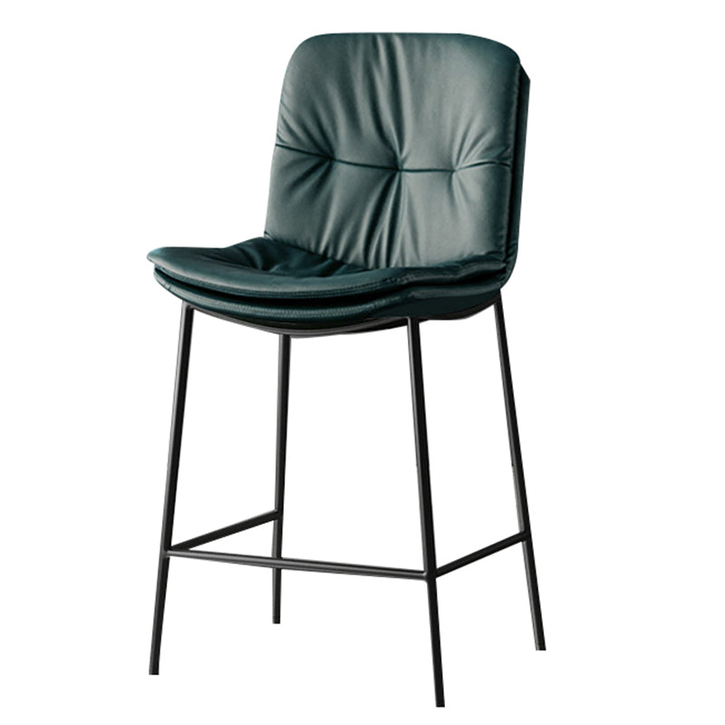 Contemporary Leather Bar Stools Indoor Antique Finish Bar Stool Blackish Green Short Stool(22"H) Clearhalo 'Bar Furniture' 'Bar Stools' 'bar_stools' 'furn' 'furn_bar_stools' 'furniture_bar_stools' 'Kitchen & Dining Furniture' 'kitchen&dining_furn' 'kitchen' 'kitchen_furn' Furniture' 4184950