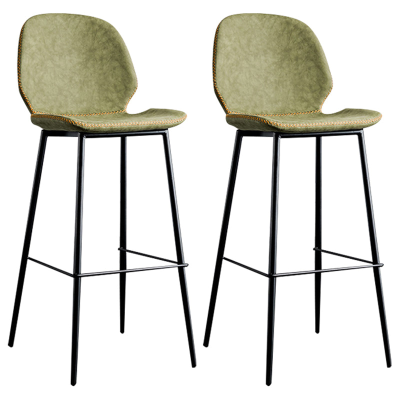 Contemporary Faux Leather Bar Stool 41.5" Indoor Barstool (Set of 2) Green 2 Piece Set Clearhalo 'Bar Furniture' 'Bar Stools' 'bar_stools' 'furn' 'furn_bar_stools' 'furniture_bar_stools' 'Kitchen & Dining Furniture' 'kitchen&dining_furn' 'kitchen' 'kitchen_furn' Furniture' 4184972