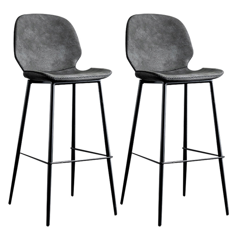Contemporary Faux Leather Bar Stool 41.5" Indoor Barstool (Set of 2) Dark Gray 2 Piece Set Clearhalo 'Bar Furniture' 'Bar Stools' 'bar_stools' 'furn' 'furn_bar_stools' 'furniture_bar_stools' 'Kitchen & Dining Furniture' 'kitchen&dining_furn' 'kitchen' 'kitchen_furn' Furniture' 4184975