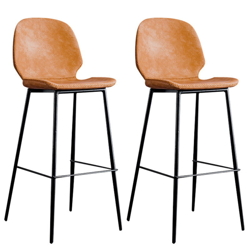 Contemporary Faux Leather Bar Stool 41.5" Indoor Barstool (Set of 2) Orange 2 Piece Set Clearhalo 'Bar Furniture' 'Bar Stools' 'bar_stools' 'furn' 'furn_bar_stools' 'furniture_bar_stools' 'Kitchen & Dining Furniture' 'kitchen&dining_furn' 'kitchen' 'kitchen_furn' Furniture' 4184982