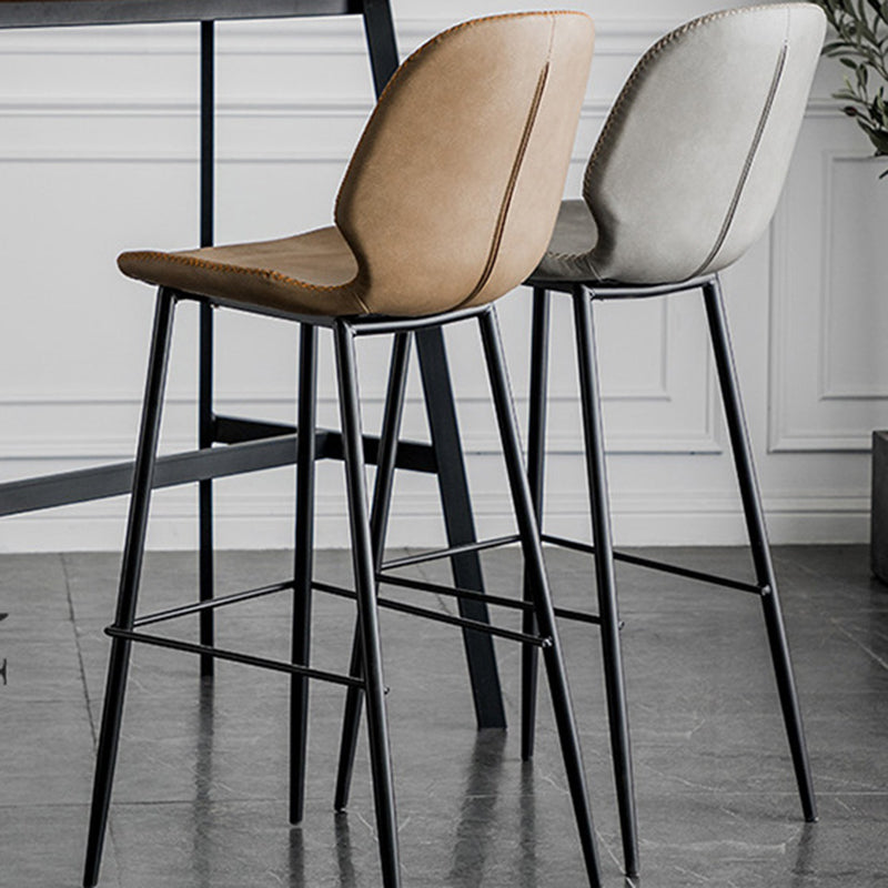Contemporary Faux Leather Bar Stool 41.5" Indoor Barstool (Set of 2) Clearhalo 'Bar Furniture' 'Bar Stools' 'bar_stools' 'furn' 'furn_bar_stools' 'furniture_bar_stools' 'Kitchen & Dining Furniture' 'kitchen&dining_furn' 'kitchen' 'kitchen_furn' Furniture' 4184985