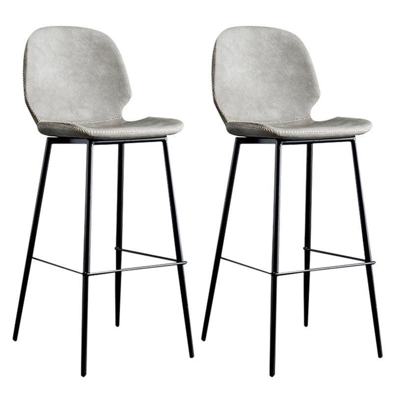 Contemporary Faux Leather Bar Stool 41.5" Indoor Barstool (Set of 2) Light Gray 2 Piece Set Clearhalo 'Bar Furniture' 'Bar Stools' 'bar_stools' 'furn' 'furn_bar_stools' 'furniture_bar_stools' 'Kitchen & Dining Furniture' 'kitchen&dining_furn' 'kitchen' 'kitchen_furn' Furniture' 4184986