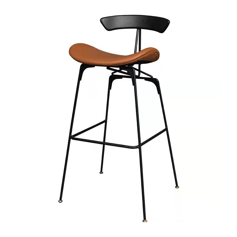 Contemporary Faux Leather Bar Stool 39" Indoor Stool with Metal Base Brown 1 Piece Clearhalo 'Bar Furniture' 'Bar Stools' 'bar_stools' 'furn' 'furn_bar_stools' 'furniture_bar_stools' 'Kitchen & Dining Furniture' 'kitchen&dining_furn' 'kitchen' 'kitchen_furn' Furniture' 4184990