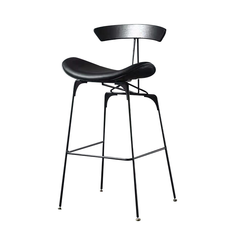 Contemporary Faux Leather Bar Stool 39" Indoor Stool with Metal Base Black 1 Piece Clearhalo 'Bar Furniture' 'Bar Stools' 'bar_stools' 'furn' 'furn_bar_stools' 'furniture_bar_stools' 'Kitchen & Dining Furniture' 'kitchen&dining_furn' 'kitchen' 'kitchen_furn' Furniture' 4184993