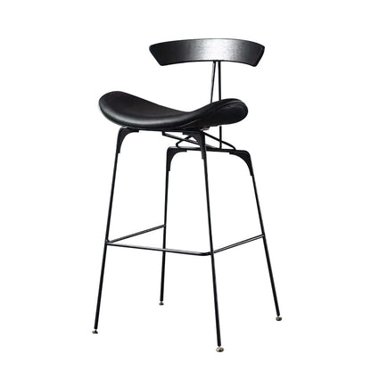 Contemporary Faux Leather Bar Stool 39" Indoor Stool with Metal Base Black 1 Piece Clearhalo 'Bar Furniture' 'Bar Stools' 'bar_stools' 'furn' 'furn_bar_stools' 'furniture_bar_stools' 'Kitchen & Dining Furniture' 'kitchen&dining_furn' 'kitchen' 'kitchen_furn' Furniture' 4184993