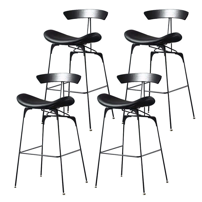 Contemporary Faux Leather Bar Stool 39" Indoor Stool with Metal Base Black 4 Piece Set Clearhalo 'Bar Furniture' 'Bar Stools' 'bar_stools' 'furn' 'furn_bar_stools' 'furniture_bar_stools' 'Kitchen & Dining Furniture' 'kitchen&dining_furn' 'kitchen' 'kitchen_furn' Furniture' 4185000