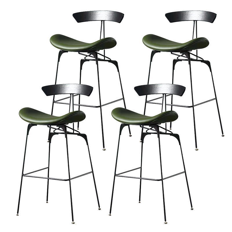 Contemporary Faux Leather Bar Stool 39" Indoor Stool with Metal Base Green 4 Piece Set Clearhalo 'Bar Furniture' 'Bar Stools' 'bar_stools' 'furn' 'furn_bar_stools' 'furniture_bar_stools' 'Kitchen & Dining Furniture' 'kitchen&dining_furn' 'kitchen' 'kitchen_furn' Furniture' 4185002
