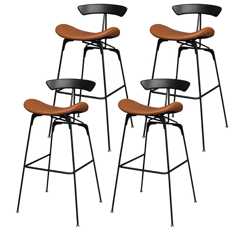 Contemporary Faux Leather Bar Stool 39" Indoor Stool with Metal Base Brown 4 Piece Set Clearhalo 'Bar Furniture' 'Bar Stools' 'bar_stools' 'furn' 'furn_bar_stools' 'furniture_bar_stools' 'Kitchen & Dining Furniture' 'kitchen&dining_furn' 'kitchen' 'kitchen_furn' Furniture' 4185004