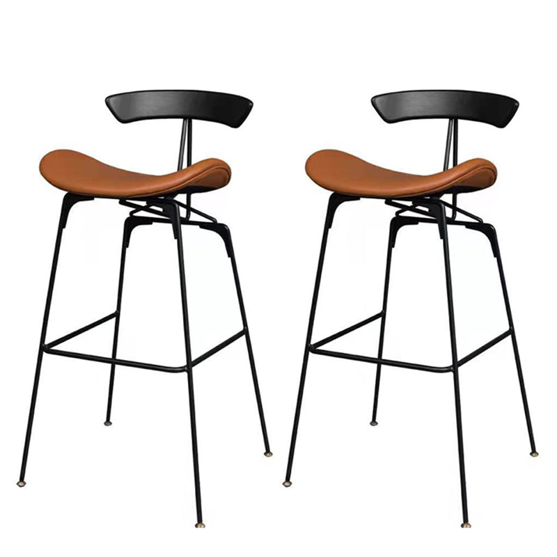 Contemporary Faux Leather Bar Stool 39" Indoor Stool with Metal Base Brown 2 Piece Set Clearhalo 'Bar Furniture' 'Bar Stools' 'bar_stools' 'furn' 'furn_bar_stools' 'furniture_bar_stools' 'Kitchen & Dining Furniture' 'kitchen&dining_furn' 'kitchen' 'kitchen_furn' Furniture' 4185005