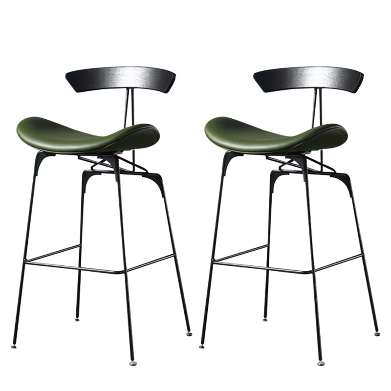 Contemporary Faux Leather Bar Stool 39" Indoor Stool with Metal Base Green 2 Piece Set Clearhalo 'Bar Furniture' 'Bar Stools' 'bar_stools' 'furn' 'furn_bar_stools' 'furniture_bar_stools' 'Kitchen & Dining Furniture' 'kitchen&dining_furn' 'kitchen' 'kitchen_furn' Furniture' 4185007