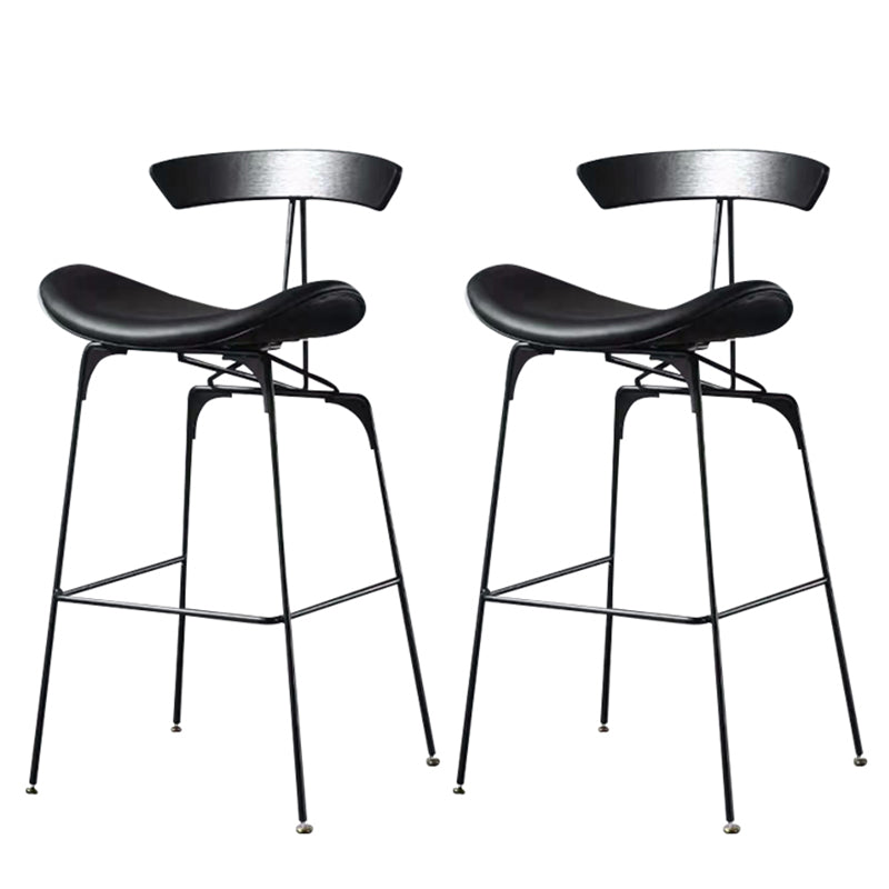 Contemporary Faux Leather Bar Stool 39" Indoor Stool with Metal Base Black 2 Piece Set Clearhalo 'Bar Furniture' 'Bar Stools' 'bar_stools' 'furn' 'furn_bar_stools' 'furniture_bar_stools' 'Kitchen & Dining Furniture' 'kitchen&dining_furn' 'kitchen' 'kitchen_furn' Furniture' 4185008