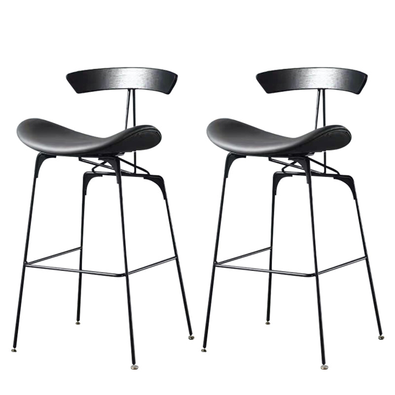 Contemporary Faux Leather Bar Stool 39" Indoor Stool with Metal Base Grey 2 Piece Set Clearhalo 'Bar Furniture' 'Bar Stools' 'bar_stools' 'furn' 'furn_bar_stools' 'furniture_bar_stools' 'Kitchen & Dining Furniture' 'kitchen&dining_furn' 'kitchen' 'kitchen_furn' Furniture' 4185009