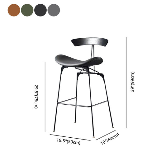 Contemporary Faux Leather Bar Stool 39" Indoor Stool with Metal Base Clearhalo 'Bar Furniture' 'Bar Stools' 'bar_stools' 'furn' 'furn_bar_stools' 'furniture_bar_stools' 'Kitchen & Dining Furniture' 'kitchen&dining_furn' 'kitchen' 'kitchen_furn' Furniture' 4185010