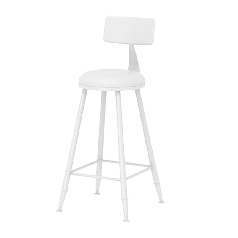 Leather Round Counter Chair Backrest Iron Modern Bar Stool for Coffee Shop White 1 Piece Counter Stool(26"H) Clearhalo 'Bar Furniture' 'Bar Stools' 'bar_stools' 'furn' 'furn_bar_stools' 'furniture_bar_stools' 'Kitchen & Dining Furniture' 'kitchen&dining_furn' 'kitchen' 'kitchen_furn' Furniture' 4185012
