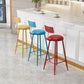 Leather Round Counter Chair Backrest Iron Modern Bar Stool for Coffee Shop Clearhalo 'Bar Furniture' 'Bar Stools' 'bar_stools' 'furn' 'furn_bar_stools' 'furniture_bar_stools' 'Kitchen & Dining Furniture' 'kitchen&dining_furn' 'kitchen' 'kitchen_furn' Furniture' 4185013