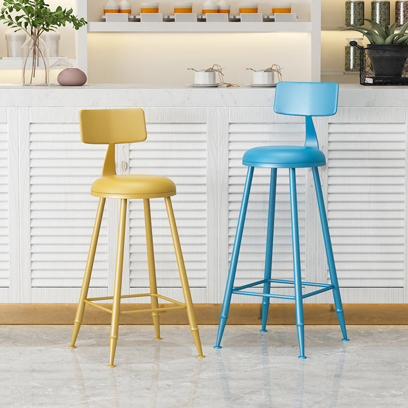 Leather Round Counter Chair Backrest Iron Modern Bar Stool for Coffee Shop Clearhalo 'Bar Furniture' 'Bar Stools' 'bar_stools' 'furn' 'furn_bar_stools' 'furniture_bar_stools' 'Kitchen & Dining Furniture' 'kitchen&dining_furn' 'kitchen' 'kitchen_furn' Furniture' 4185015