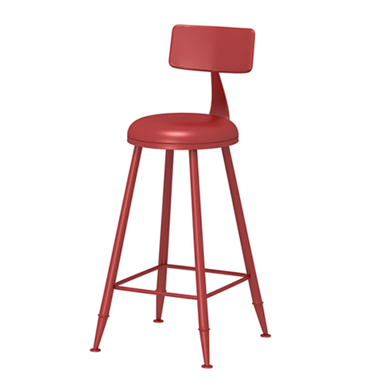 Leather Round Counter Chair Backrest Iron Modern Bar Stool for Coffee Shop Red 1 Piece Counter Stool(26"H) Clearhalo 'Bar Furniture' 'Bar Stools' 'bar_stools' 'furn' 'furn_bar_stools' 'furniture_bar_stools' 'Kitchen & Dining Furniture' 'kitchen&dining_furn' 'kitchen' 'kitchen_furn' Furniture' 4185016