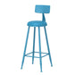 Leather Round Counter Chair Backrest Iron Modern Bar Stool for Coffee Shop Blue 1 Piece Bar Stool(30"H) Clearhalo 'Bar Furniture' 'Bar Stools' 'bar_stools' 'furn' 'furn_bar_stools' 'furniture_bar_stools' 'Kitchen & Dining Furniture' 'kitchen&dining_furn' 'kitchen' 'kitchen_furn' Furniture' 4185022