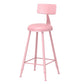 Leather Round Counter Chair Backrest Iron Modern Bar Stool for Coffee Shop Pink 1 Piece Counter Stool(26"H) Clearhalo 'Bar Furniture' 'Bar Stools' 'bar_stools' 'furn' 'furn_bar_stools' 'furniture_bar_stools' 'Kitchen & Dining Furniture' 'kitchen&dining_furn' 'kitchen' 'kitchen_furn' Furniture' 4185024