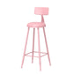 Leather Round Counter Chair Backrest Iron Modern Bar Stool for Coffee Shop Pink 1 Piece Bar Stool(30"H) Clearhalo 'Bar Furniture' 'Bar Stools' 'bar_stools' 'furn' 'furn_bar_stools' 'furniture_bar_stools' 'Kitchen & Dining Furniture' 'kitchen&dining_furn' 'kitchen' 'kitchen_furn' Furniture' 4185026