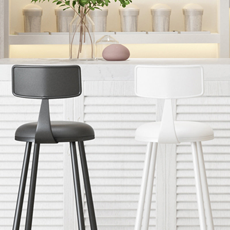 Leather Round Counter Chair Backrest Iron Modern Bar Stool for Coffee Shop Clearhalo 'Bar Furniture' 'Bar Stools' 'bar_stools' 'furn' 'furn_bar_stools' 'furniture_bar_stools' 'Kitchen & Dining Furniture' 'kitchen&dining_furn' 'kitchen' 'kitchen_furn' Furniture' 4185027