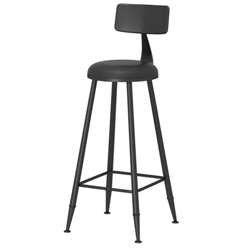 Leather Round Counter Chair Backrest Iron Modern Bar Stool for Coffee Shop Black 1 Piece Bar Stool(30"H) Clearhalo 'Bar Furniture' 'Bar Stools' 'bar_stools' 'furn' 'furn_bar_stools' 'furniture_bar_stools' 'Kitchen & Dining Furniture' 'kitchen&dining_furn' 'kitchen' 'kitchen_furn' Furniture' 4185032
